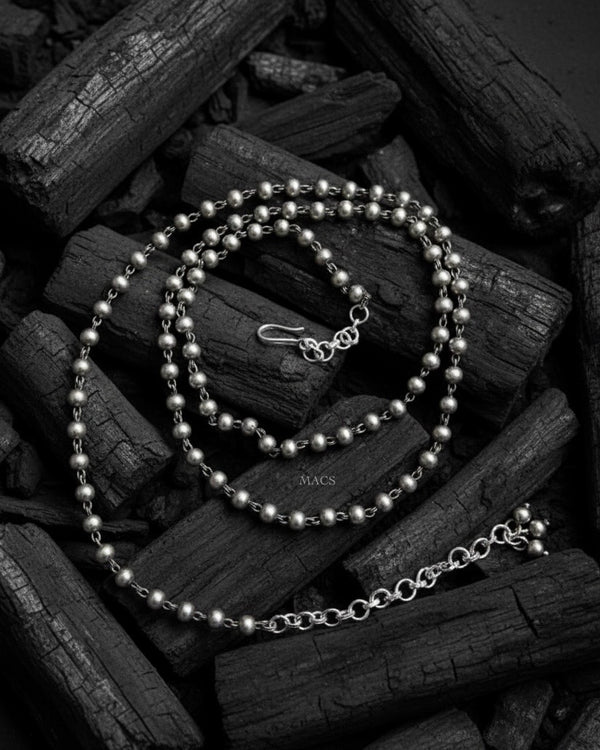 Long silver ball necklace